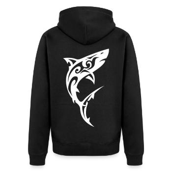 Requin tribal Noir Blanc - Veste à capuche bio Premium Unisexe - noir - Dos - Nico (187cm)