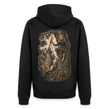 Baumpfleger Baumpflege - Unisex Premium Bio Zip Hoodie - Schwarz - Hinten - Nico (187cm)