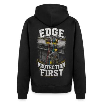 Industrial climbers at heights - Unisex Premium Organic Zip Hoodie - black - Back - Nico (187cm)