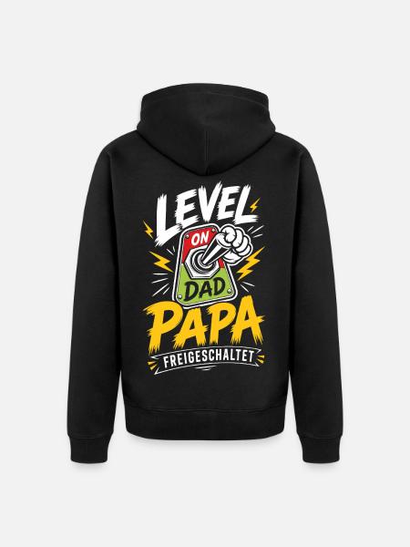 Level Vater freigeschaltet - Unisex Premium Bio Zip Hoodie - Schwarz