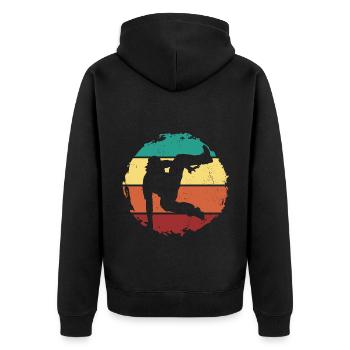 Parkour - Unisex Premium Bio Zip Hoodie - Schwarz - Hinten - Nico (187cm)