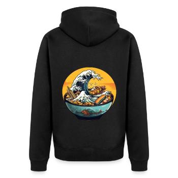 Délicieux bol de ramen asiatique avec sushi - Veste à capuche bio Premium Unisexe - noir - Dos - Nico (187cm)