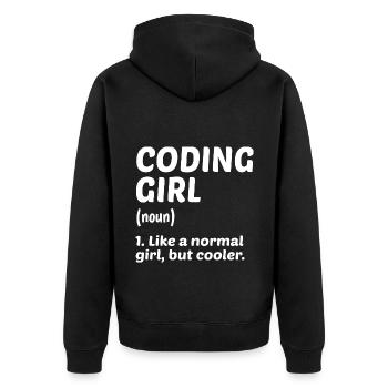 Coding Girl Definition Noun Software Developer Pro - Unisex Premium Bio Zip Hoodie - Schwarz - Hinten - Nico (187cm)