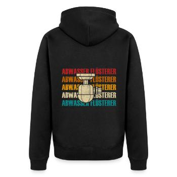Retro Abwassertechniker Abwasser Flüsterer - Unisex Premium Bio Zip Hoodie - Schwarz - Hinten - Nico (187cm)