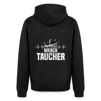 Tauchen Wrack Taucher Herzschlag - Unisex Premium Bio Zip Hoodie - Schwarz - Hinten - Nico (187cm)