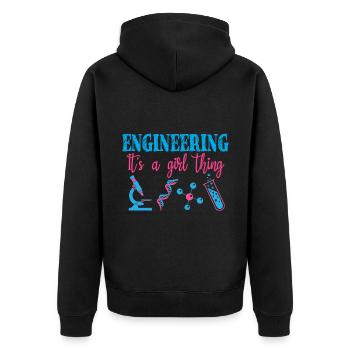 Ingenieurwesen Es ist eine Mädchensache Wissenschaftlerin Mädchen - Unisex Premium Bio Zip Hoodie - Schwarz - Hinten - Nico (187cm)