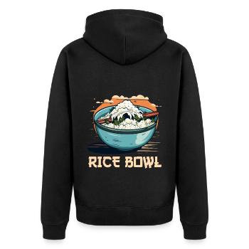 Asiatische Reisbowl Asia Food Food Lover Ramen - Unisex Premium Bio Zip Hoodie - Schwarz - Hinten - Nico (187cm)