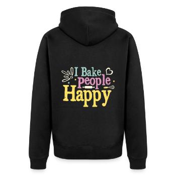 Ich backe Menschen glücklich backen Brot Konditorei Bäcker - Unisex Premium Bio Zip Hoodie - Schwarz - Hinten - Nico (187cm)