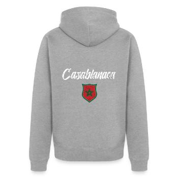 Casablanca - Unisex Premium Bio Zip Hoodie - Grau meliert - Hinten - Nico (187cm)