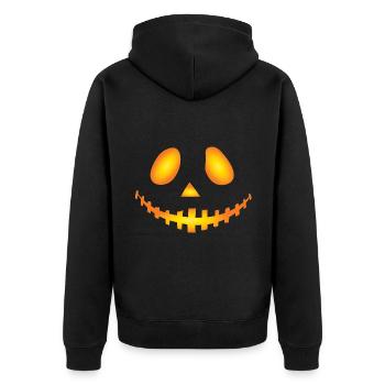 Kürbisgesicht Halloween - Unisex Premium Bio Zip Hoodie - Schwarz - Hinten - Nico (187cm)