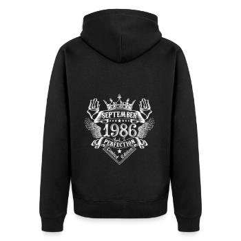 September 1986 | September 1986 anniversary 1986 - Unisex Premium Organic Zip Hoodie - black - Back - Nico (187cm)