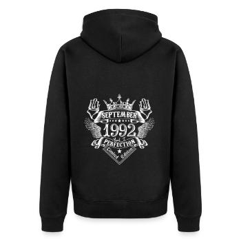 September 1992 | September 1992 anniversary 1992 - Unisex Premium Organic Zip Hoodie - black - Back - Nico (187cm)