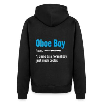Oboe Boy Oboe Basoonist Marching Band Instrument B - Unisex Premium Organic Zip Hoodie - black - Back - Nico (187cm)