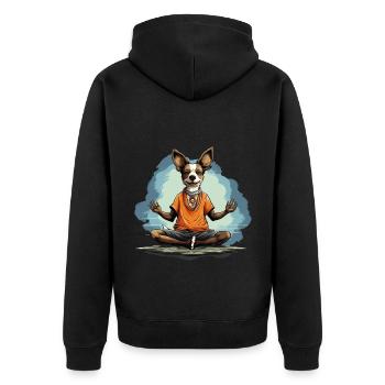 Chien de yoga Namaste réfrigéré méditant - Veste à capuche bio Premium Unisexe - noir - Dos - Nico (187cm)