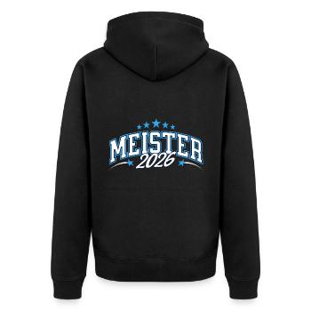Meister 2026 - Unisex Premium Bio Zip Hoodie - Schwarz - Hinten - Nico (187cm)