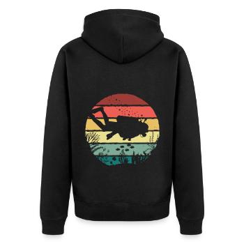 Retro Graphic Snorkeler Scuba Diver Diving Snorkel - Unisex Premium Bio Zip Hoodie - Schwarz - Hinten - Nico (187cm)