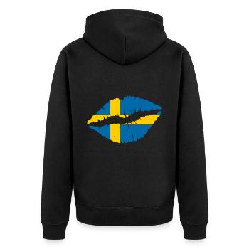 Schweden - Unisex Premium Bio Zip Hoodie - Schwarz - Hinten - Nico (187cm)