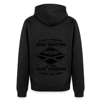 Wurfscheibenschießen | Skeet Sportschütze Geschenk - Unisex Premium Bio Zip Hoodie - Schwarz - Hinten - Nico (187cm)