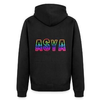 Asya RS Arc-en-ciel - Veste à capuche bio Premium Unisexe - noir - Dos - Nico (187cm)