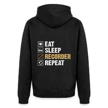 Eat Sleep Recorder Repeat Instrument Musician - Unisex Premium Organic Zip Hoodie - black - Back - Nico (187cm)