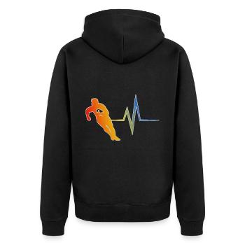Rugby - Unisex Premium Bio Zip Hoodie - Schwarz - Hinten - Nico (187cm)
