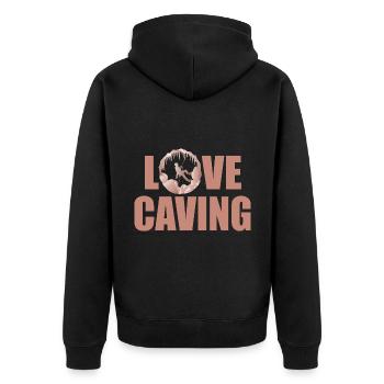 Love Caving - Speleology Potholing Caver - Unisex Premium Organic Zip Hoodie - black - Back - Nico (187cm)