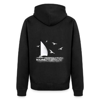 Sailing ship, seagulls - Unisex Premium Organic Zip Hoodie - black - Back - Nico (187cm)