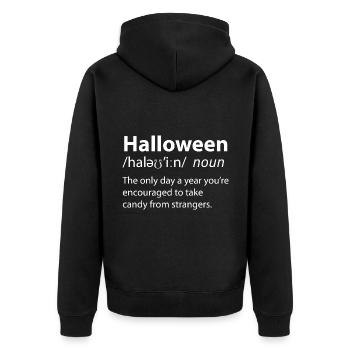 Halloween Funny Dictionary Définition - Veste à capuche bio Premium Unisexe - noir - Dos - Nico (187cm)