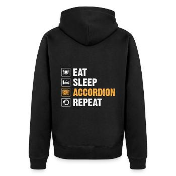 Eat Sleep Accordion Repeat Accordionist Musician - Unisex Premium Organic Zip Hoodie - black - Back - Nico (187cm)