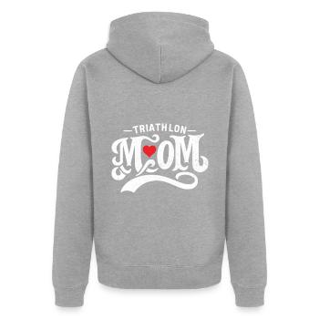 Triathlon Mama Schwimmen Rad Laufen Triathletin Mutter - Unisex Premium Bio Zip Hoodie - Grau meliert - Hinten - Nico (187cm)