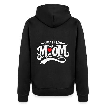 Triathlon Mama Schwimmen Rad Laufen Triathletin Mutter - Unisex Premium Bio Zip Hoodie - Schwarz - Hinten - Nico (187cm)