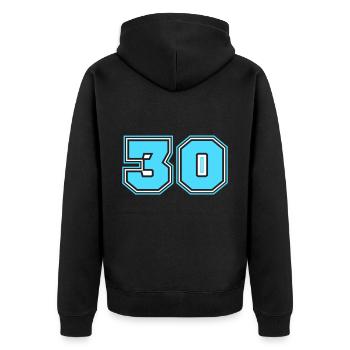 30 Number number - Unisex Premium Organic Zip Hoodie - black - Back - Nico (187cm)