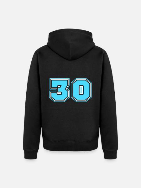 30 Number number - Unisex Premium Organic Zip Hoodie - black