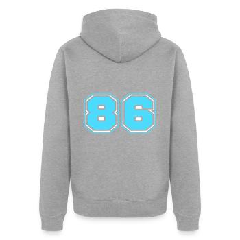 86 Number number - Unisex Premium Organic Zip Hoodie - heather grey - Back - Nico (187cm)