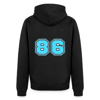 86 Numéro de numéro - Veste à capuche bio Premium Unisexe - noir - Dos - Nico (187cm)