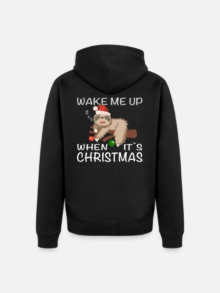 Sloth, Christmas, sleeping sloth - Unisex Premium Organic Zip Hoodie - black