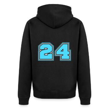 24 Zahl nummer - Unisex Premium Bio Zip Hoodie - Schwarz - Hinten - Nico (187cm)