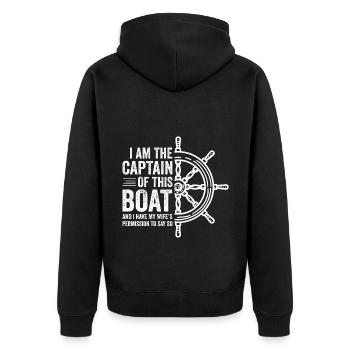 I Am The Captain Of This Boat Sailor Sailing Ship - Unisex Premium Bio Zip Hoodie - Schwarz - Hinten - Nico (187cm)