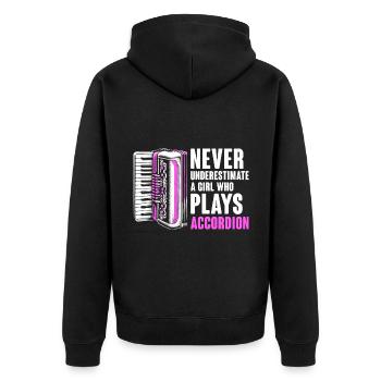 Never Underestimate A Girl Who Plays Accordion Acc - Unisex Premium Organic Zip Hoodie - black - Back - Nico (187cm)