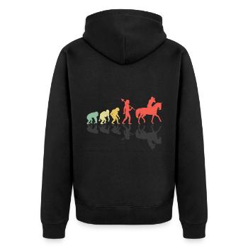 Pferdefotografie Reiten Evolution Foto - Unisex Premium Bio Zip Hoodie - Schwarz - Hinten - Nico (187cm)
