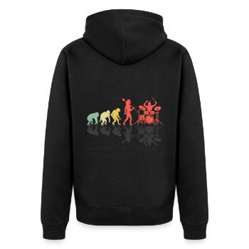 Drummer Evolution Drum Music Lover Drumming Drumme - Unisex Premium Bio Zip Hoodie - Schwarz - Hinten - Nico (187cm)