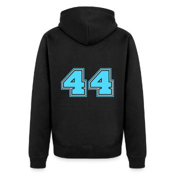 44 Numéro de numéro - Veste à capuche bio Premium Unisexe - noir - Dos - Nico (187cm)