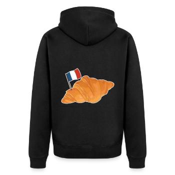 Croissant - Lustiges französisches Essen - Unisex Premium Bio Zip Hoodie - Schwarz - Hinten - Nico (187cm)