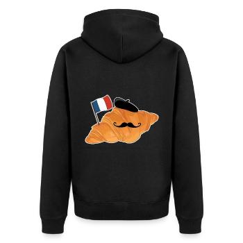 Croissant - Lustiges französisches Essen - Unisex Premium Bio Zip Hoodie - Schwarz - Hinten - Nico (187cm)