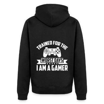 I Trained For The Worst Days I'm A Gamer Video Gam - Unisex Premium Bio Zip Hoodie - Schwarz - Hinten - Nico (187cm)