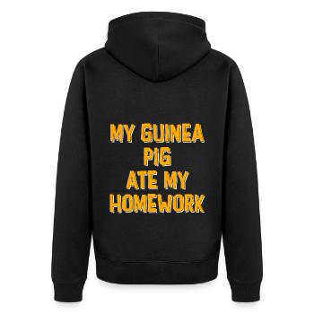 My Guinea Pig Ate My Homework Guinea Pig Owner Pet - Unisex Premium Bio Zip Hoodie - Schwarz - Hinten - Nico (187cm)