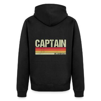 Captain - Unisex Premium Bio Zip Hoodie - Schwarz - Hinten - Nico (187cm)