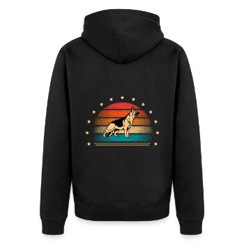Retro Deutscher Schäferhund Besitzer Hund Liebhaber Deutscher Schäferhund - Unisex Premium Bio Zip Hoodie - Schwarz - Hinten - Nico (187cm)