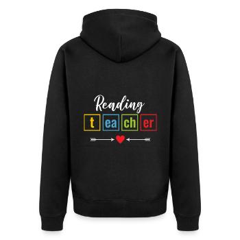 Reading Teacher Book Books Teaching Bookworm - Unisex Premium Organic Zip Hoodie - black - Back - Nico (187cm)