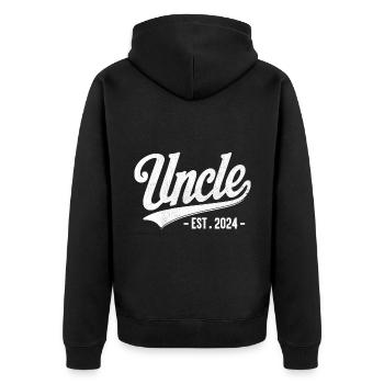Uncle Est 2024 Pregnancy Announcement Gender Reve - Unisex Premium Organic Zip Hoodie - black - Back - Nico (187cm)